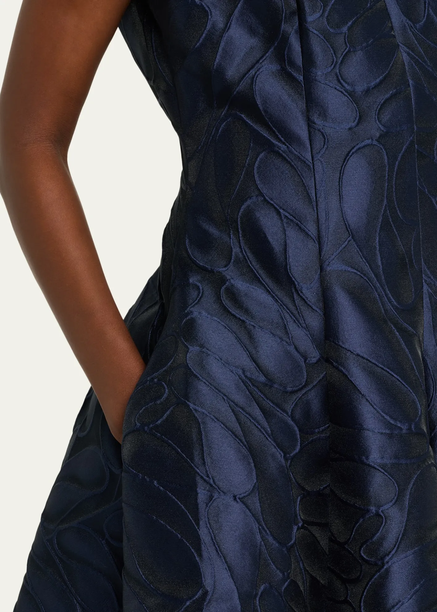 Talbot RunhofCap-Sleeve Abstract-Jacquard Midi Dress