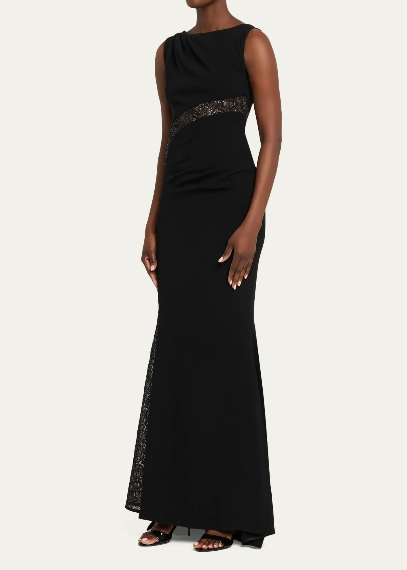Talbot RunhofLace-Inset Sleeveless Trumpet Evening Gown