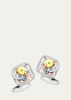 TateossianMen's Diamond and Gemstone Mechanical Gear Cufflinks