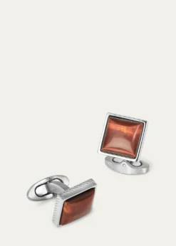 TateossianMen's Red Tiger Eye Polished Dome Cufflinks