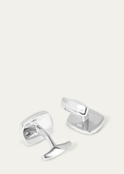 TateossianMen's Rhodium-Plated Stainless Steel Dalmatian Jasper Cufflinks, Limited Edition