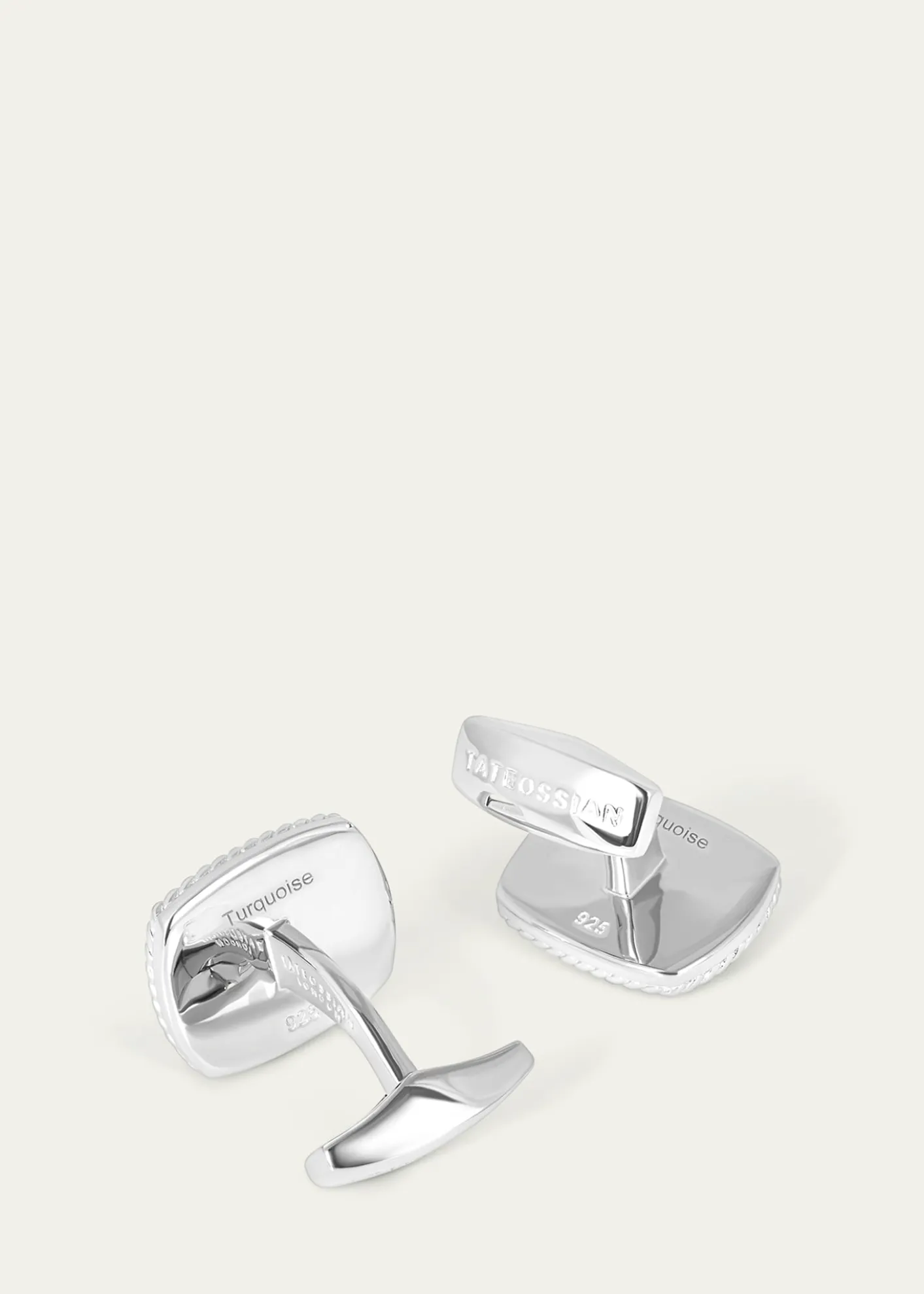 TateossianMen's Silver Amaroo Turquoise Cabochon Cufflinks