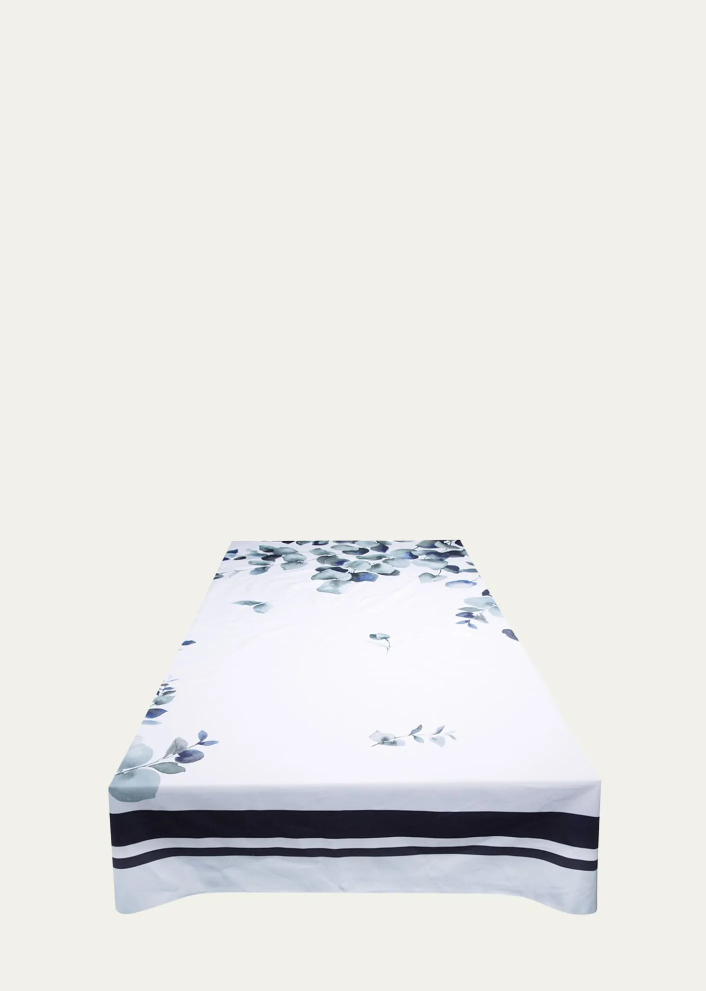 The LinoEucalyptus Navy Tablecloth, 71" Square