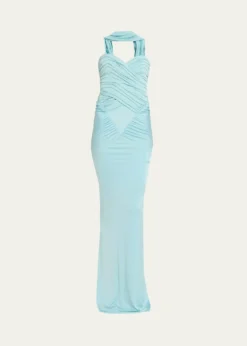 The New Arrivals by Ilkyaz OzelSamsara Ruched Basque-Waist Column Gown