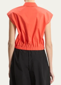 TheoryButton-Front Cap-Sleeve Shirt