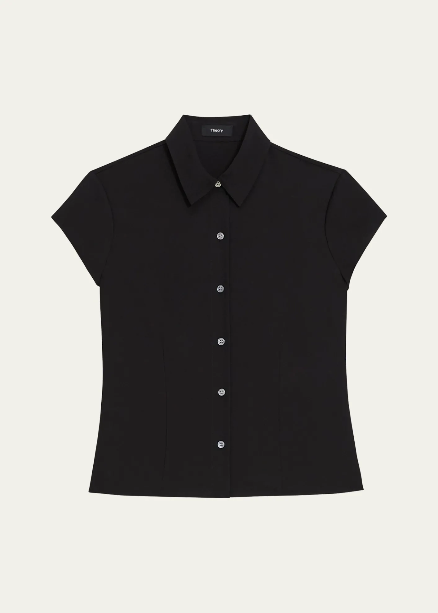 TheoryCap-Sleeve Modern Silk Georgette Blouse