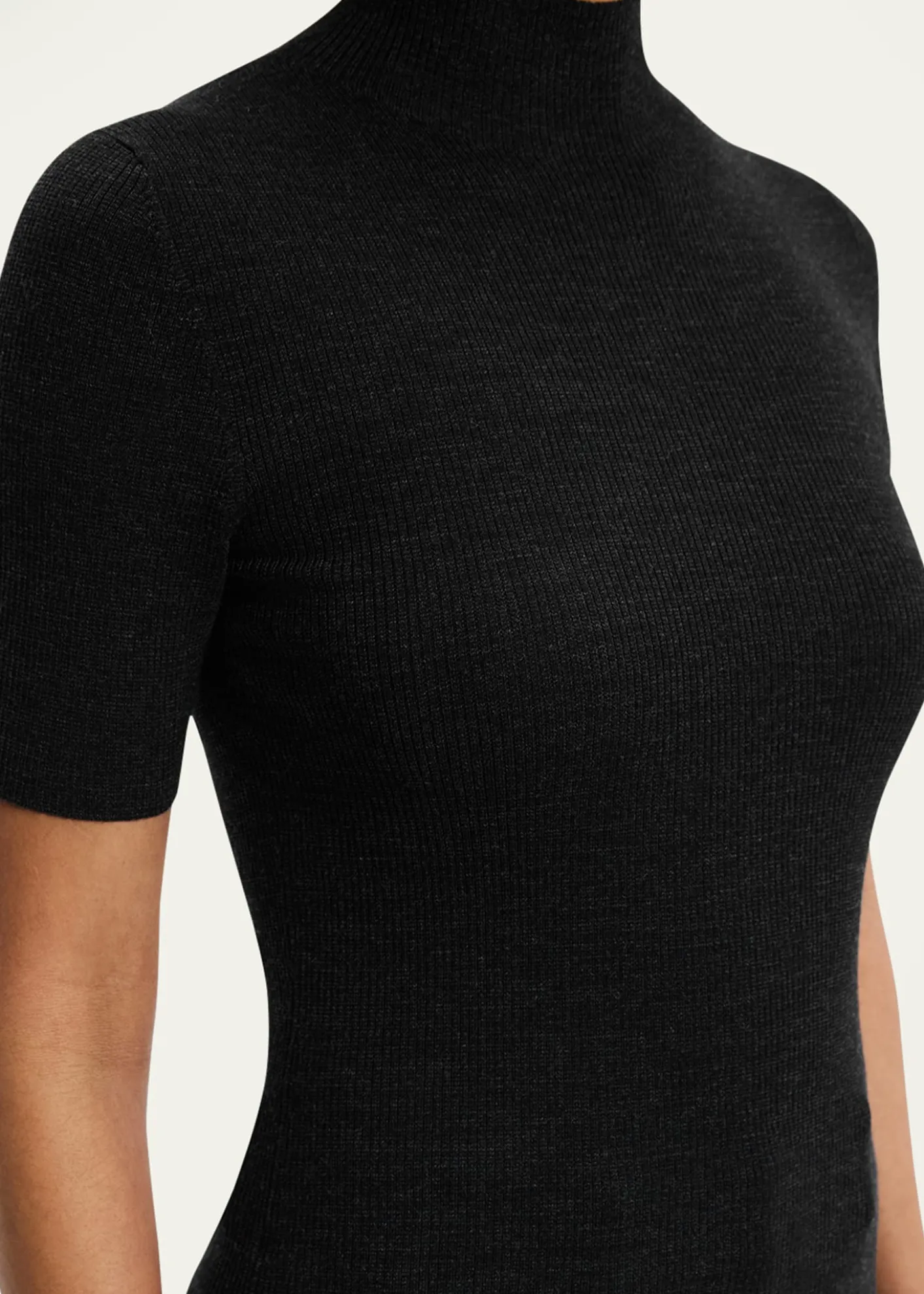 TheoryLeenda Regal Merino Wool Short-Sleeve Mock-Neck Top