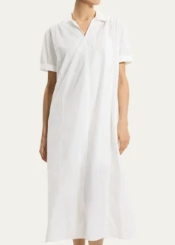TheoryShort-Sleeve Poplin Popover Maxi Dress