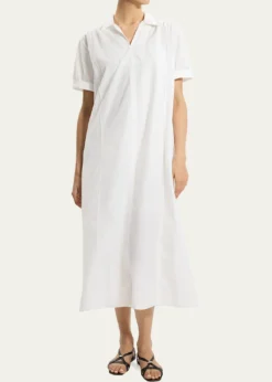 TheoryShort-Sleeve Poplin Popover Maxi Dress