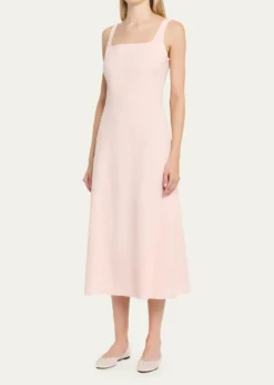 TheorySleeveless Square-Neck Seamed Midi Dress