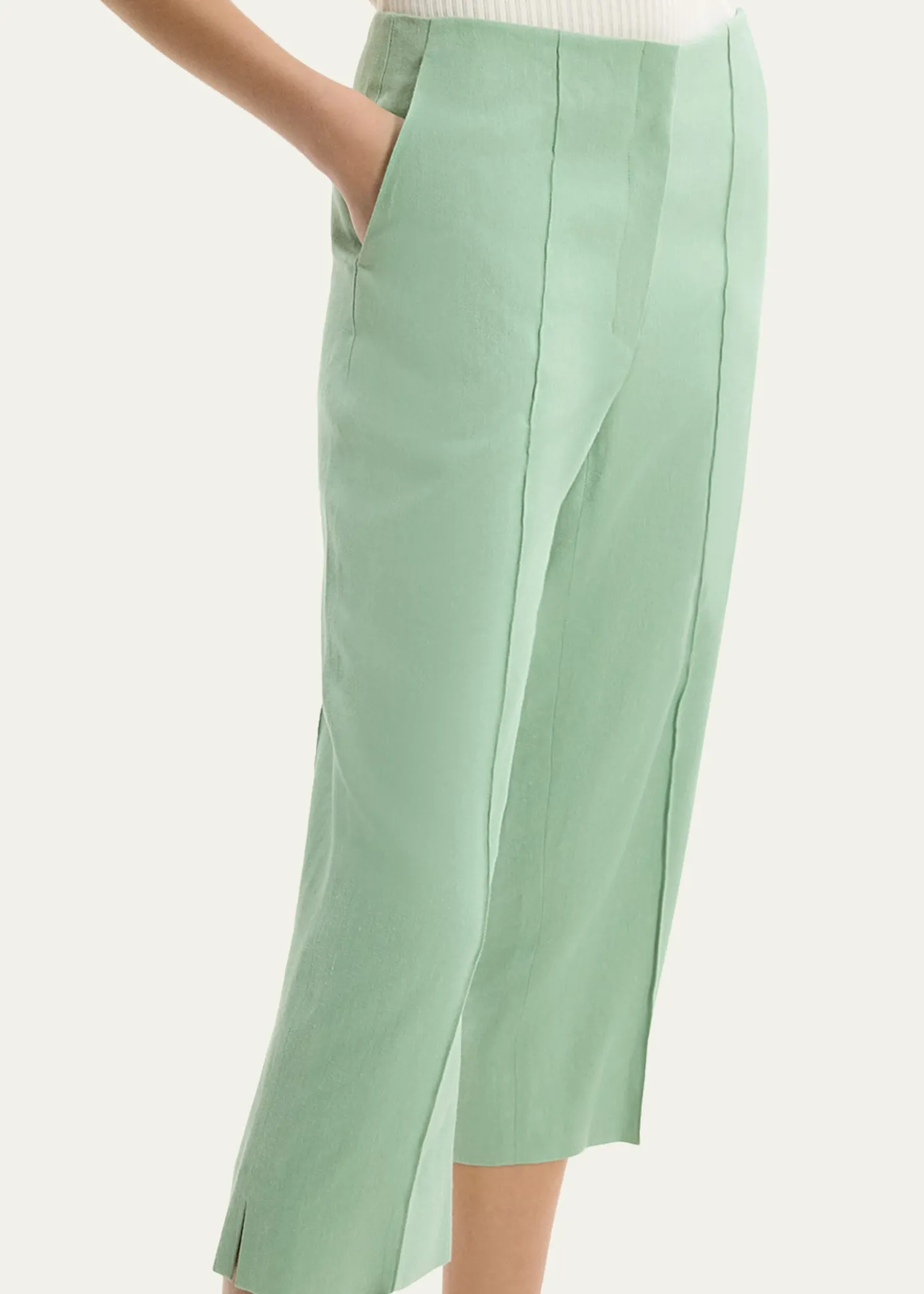 TheorySlit-Cuff Linen-Blend Capri Pants