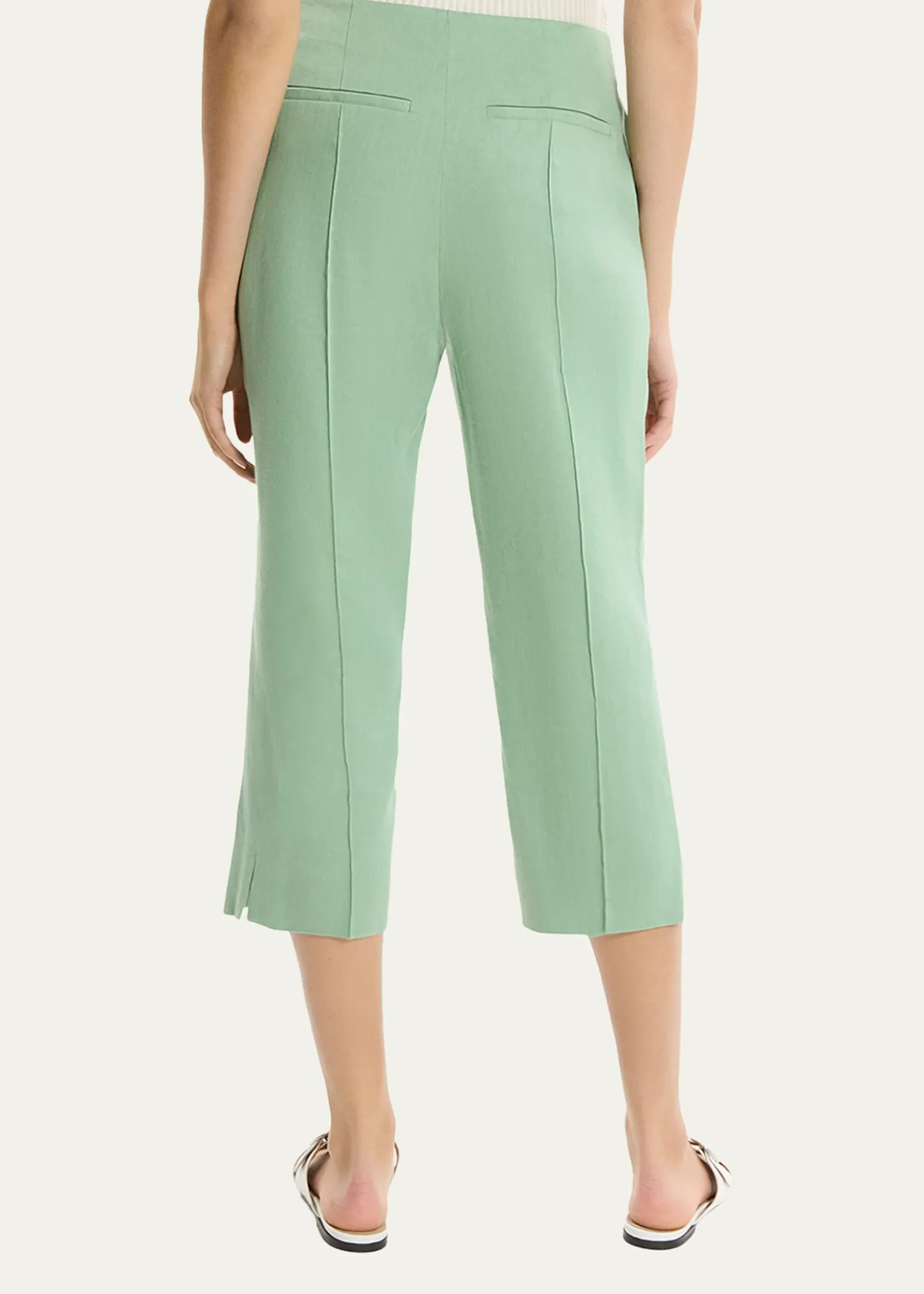TheorySlit-Cuff Linen-Blend Capri Pants