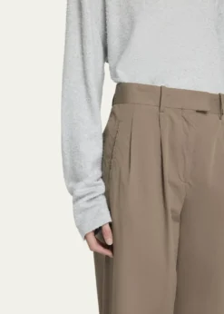 THE ROWAlfidis Double Pleated Straight-Leg Cotton Pants