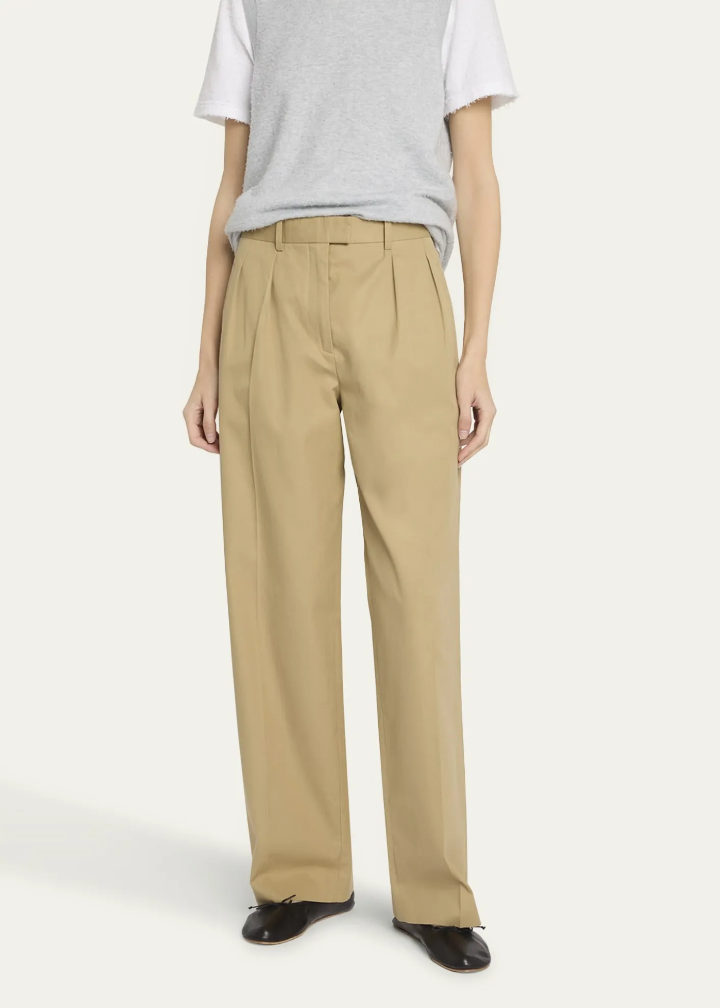 THE ROWAlfidis Pleated Straight-Leg Cotton-Cashmere Pants