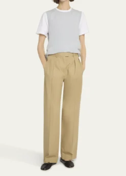 THE ROWAlfidis Pleated Straight-Leg Cotton-Cashmere Pants