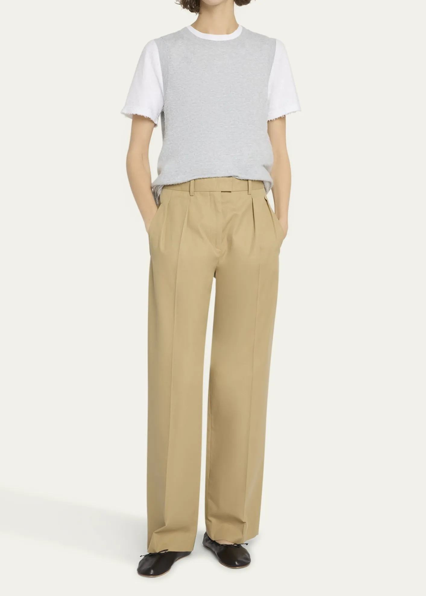 THE ROWAlfidis Pleated Straight-Leg Cotton-Cashmere Pants