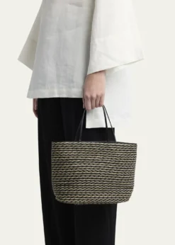 THE ROWBeau Tote Bag in Raffia & Leather