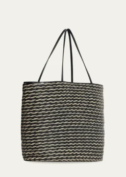THE ROWBeau Tote Bag in Raffia & Leather