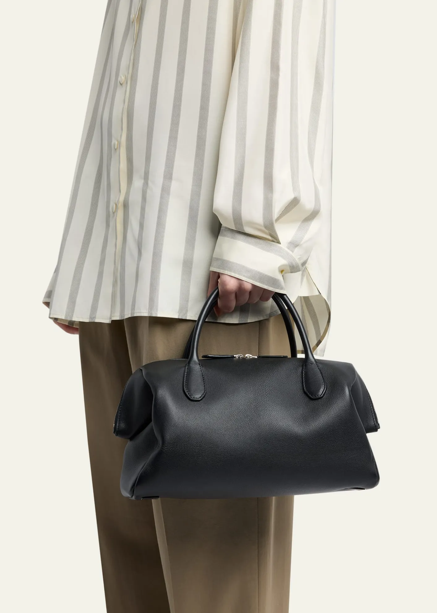 THE ROWFaye Rounded Top-Handle Bag in Leather
