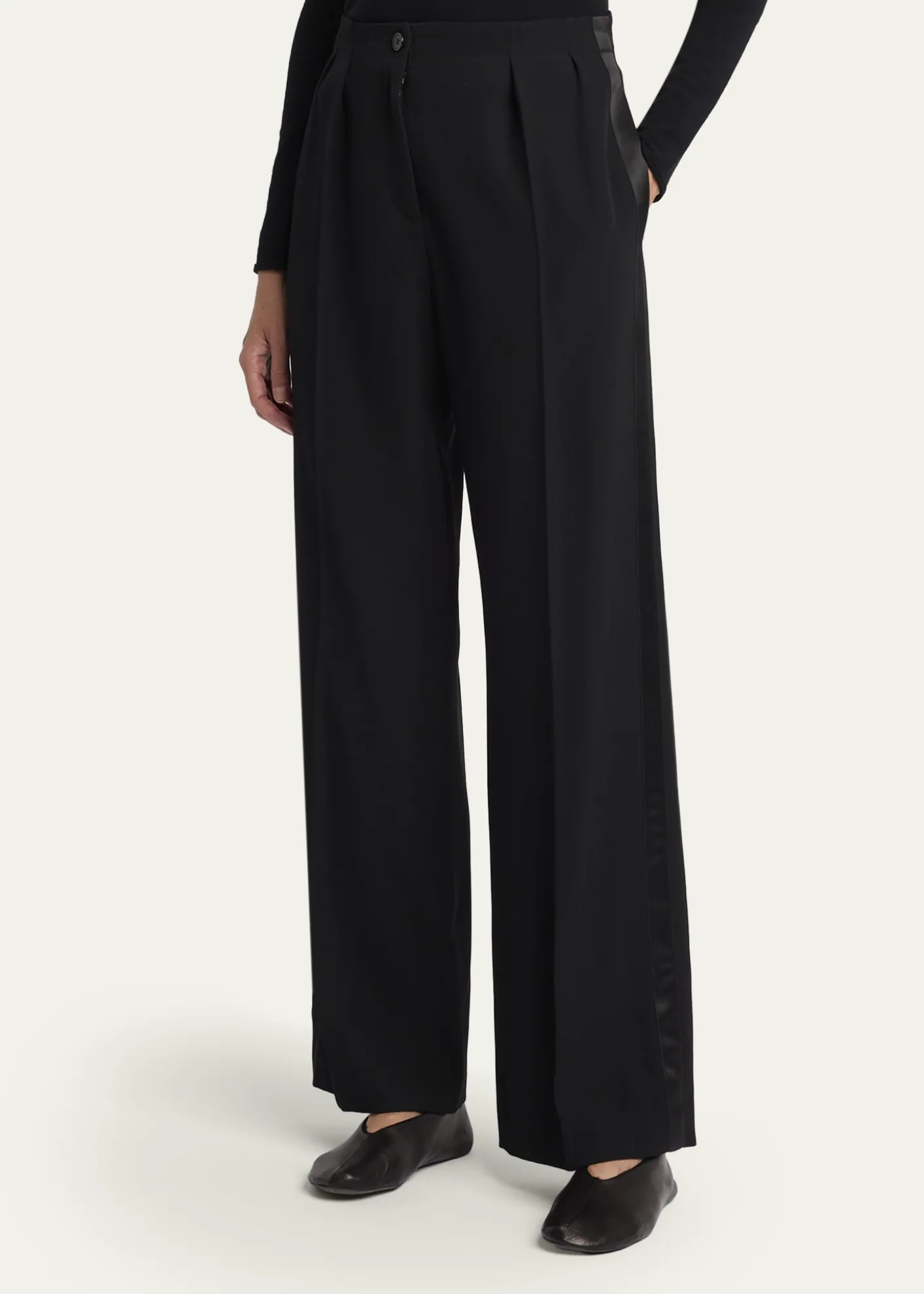 THE ROWFelicita Double Pleated Wide-Leg Tuxedo Pants