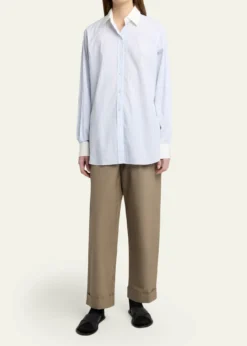 THE ROWHilbert Striped Button-Down Tunic Shirt