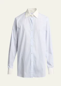 THE ROWHilbert Striped Button-Down Tunic Shirt