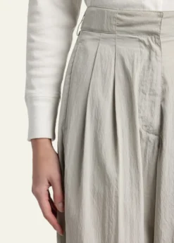 THE ROWIven Low-Rise Crinkled Barrel-Leg Pants