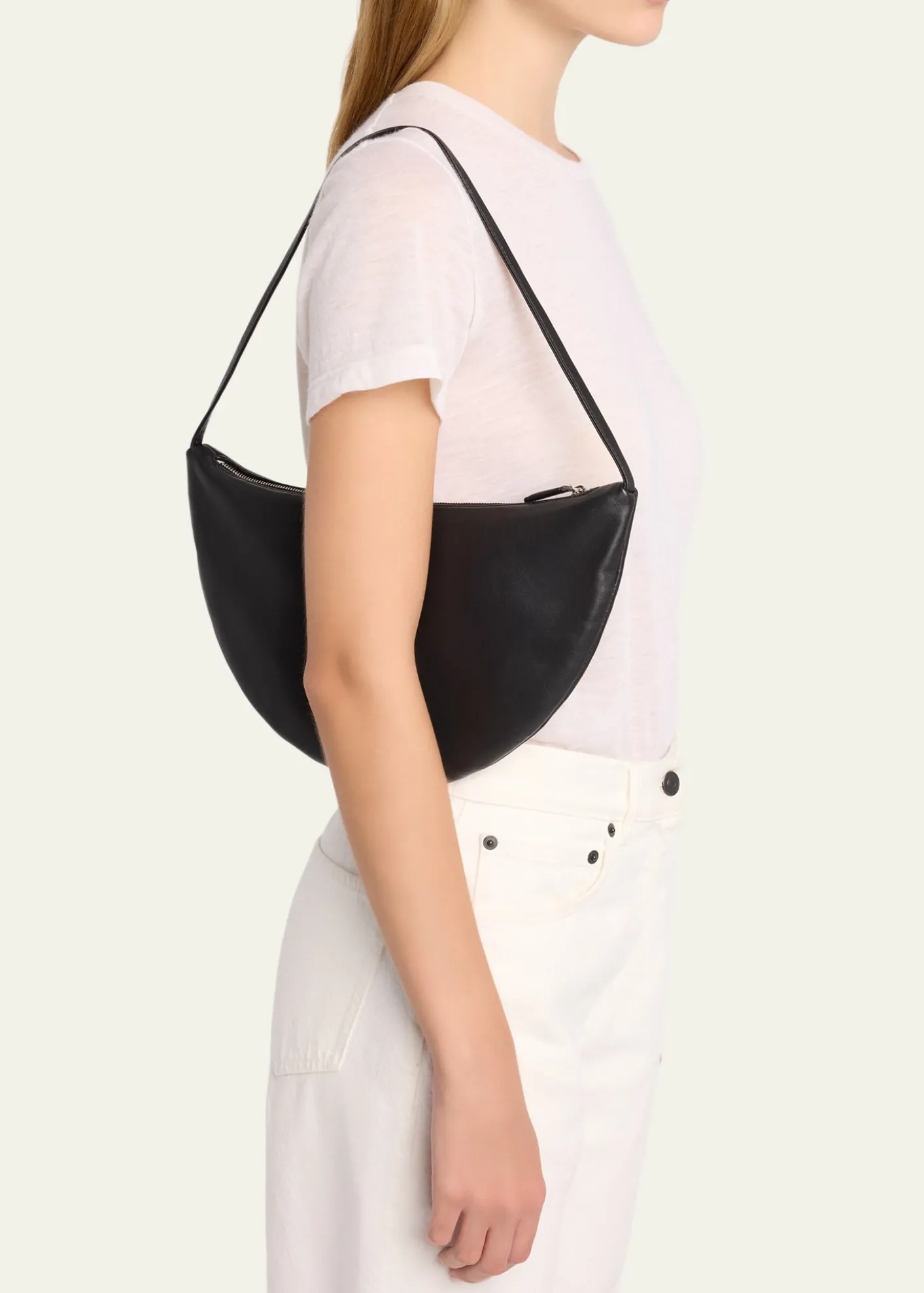THE ROWIzzy Small Crescent Shoulder Bag in Leather
