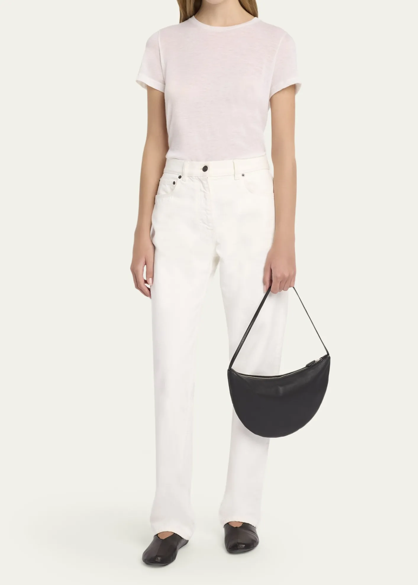 THE ROWIzzy Small Crescent Shoulder Bag in Leather