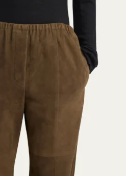 THE ROWKenan Suede Straight-Leg Pull-On Pants