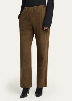 THE ROWKenan Suede Straight-Leg Pull-On Pants