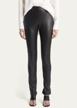 THE ROWLakun Leather Skinny-Leg Slit-Hem Pants