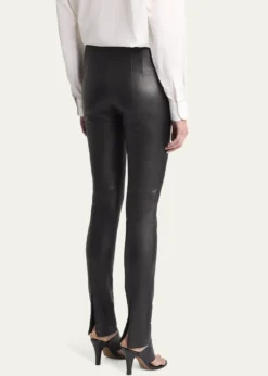 THE ROWLakun Leather Skinny-Leg Slit-Hem Pants