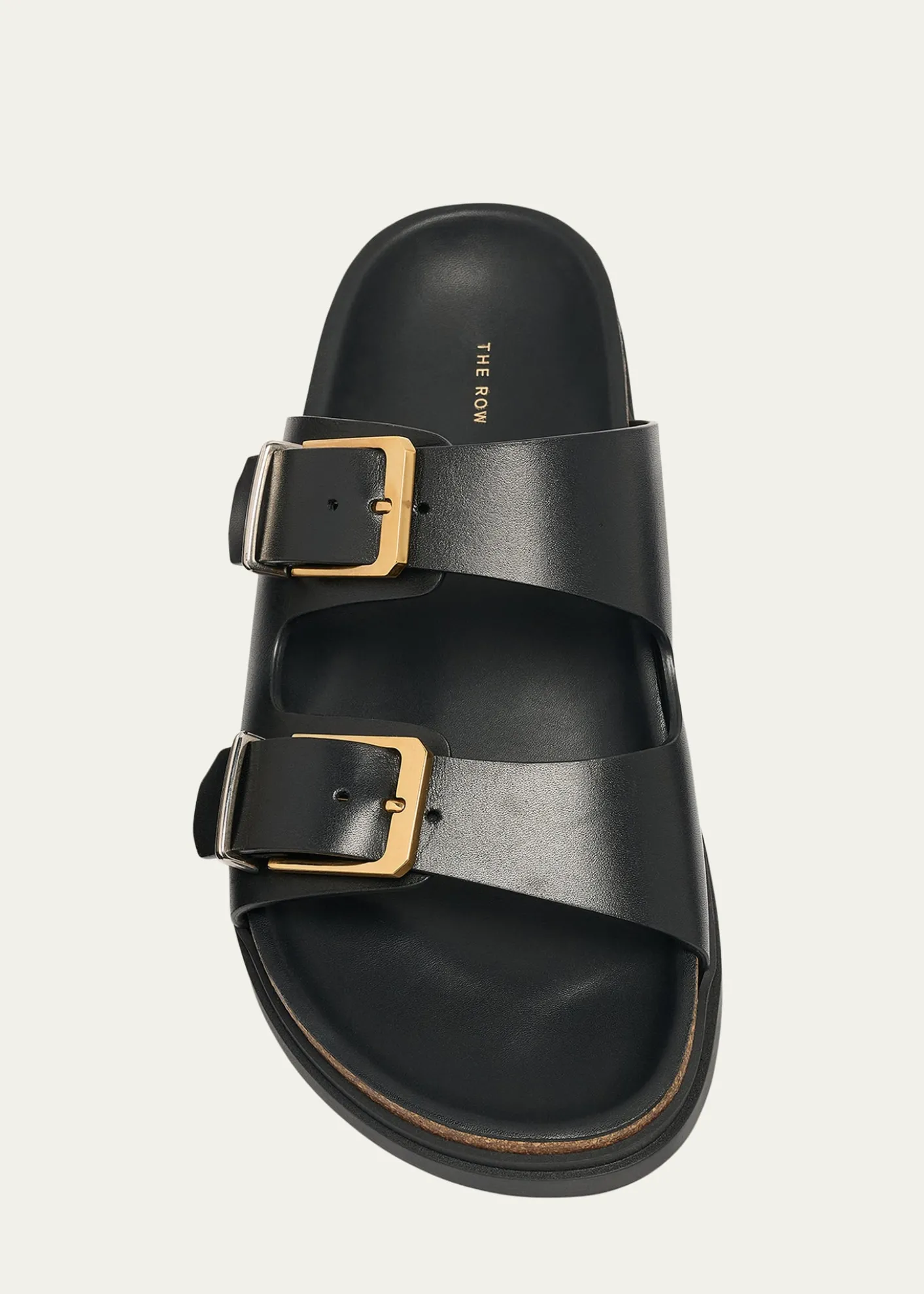 THE ROWLeather Dual-Buckle Slide Sandals