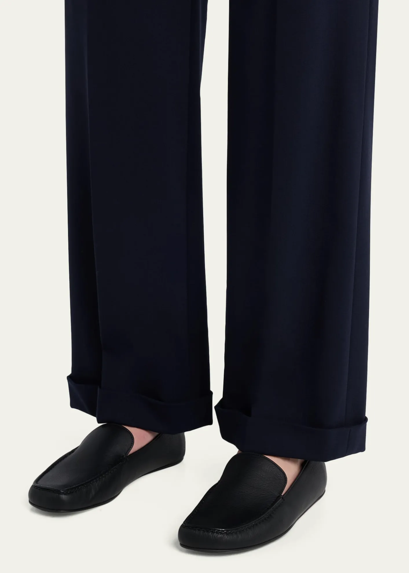 THE ROWLeo Grained Leather Slippers
