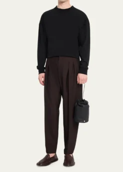 THE ROWMen's Sporty Leather Drawstring Pouch