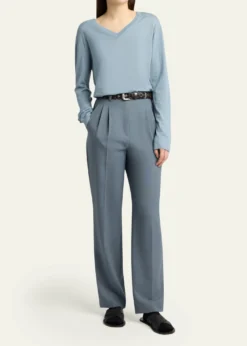 THE ROWNaius Long-Sleeve V-Neck Wool Top