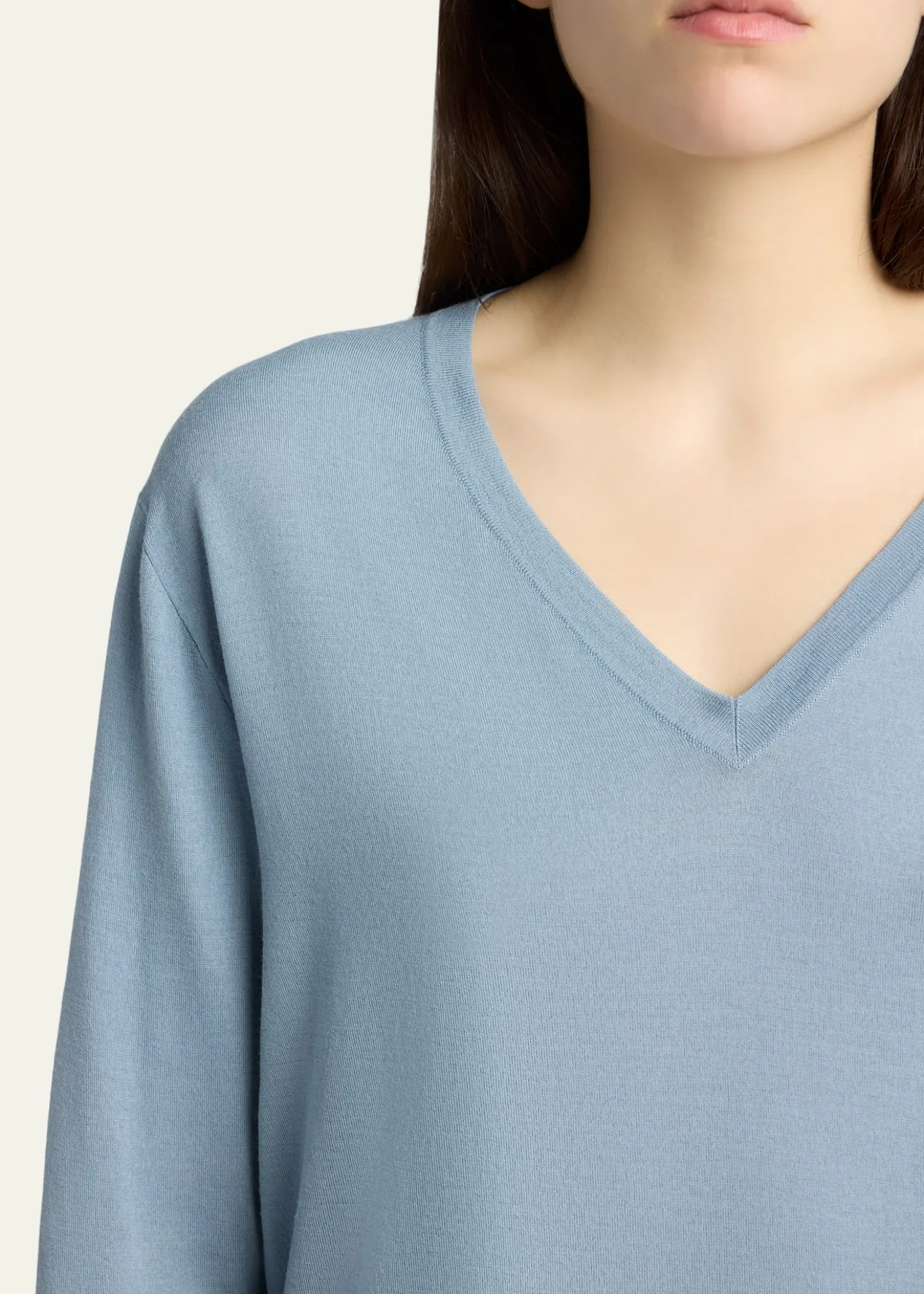 THE ROWNaius Long-Sleeve V-Neck Wool Top