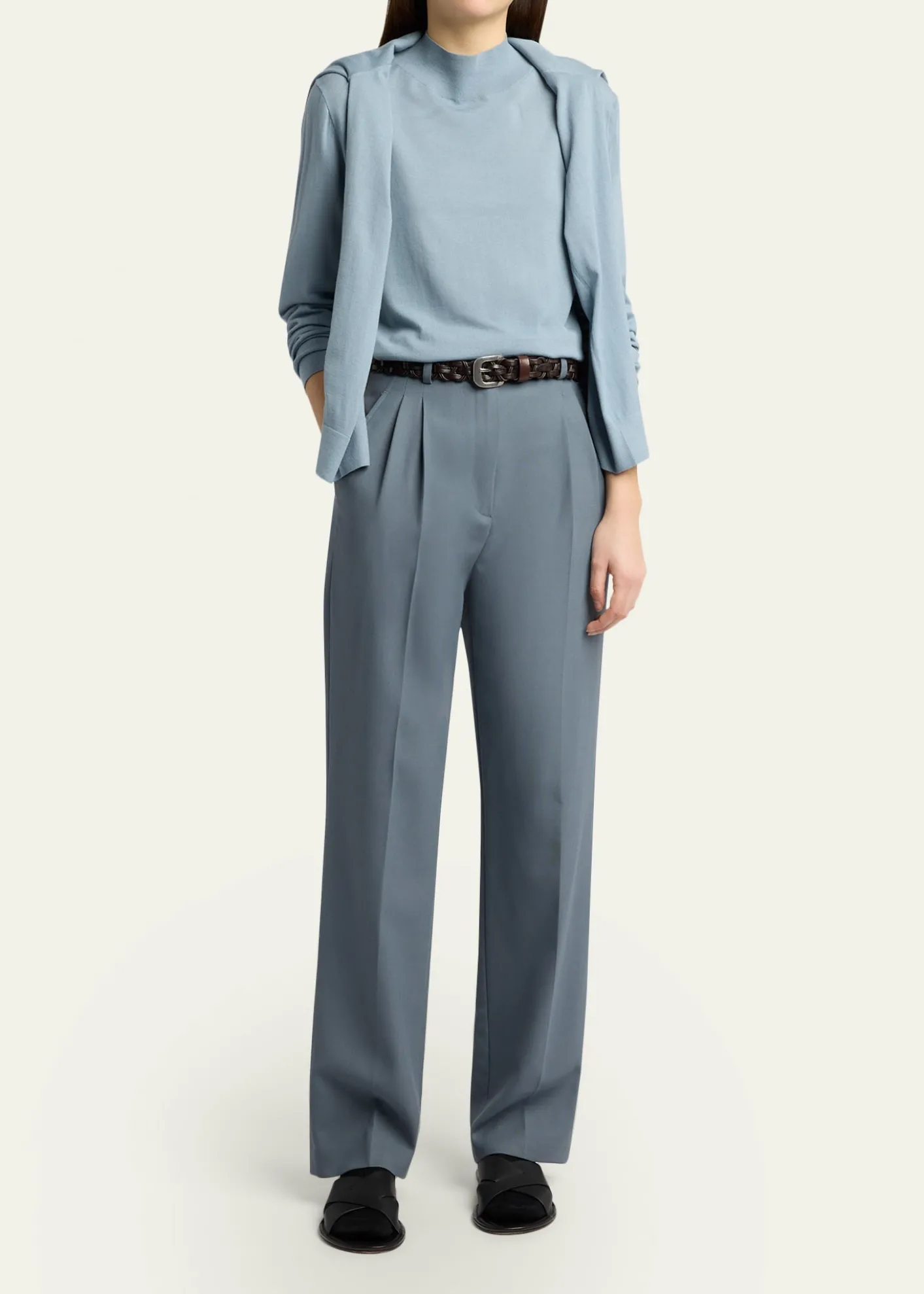 THE ROWNari Mock-Neck Merino Wool Sweater