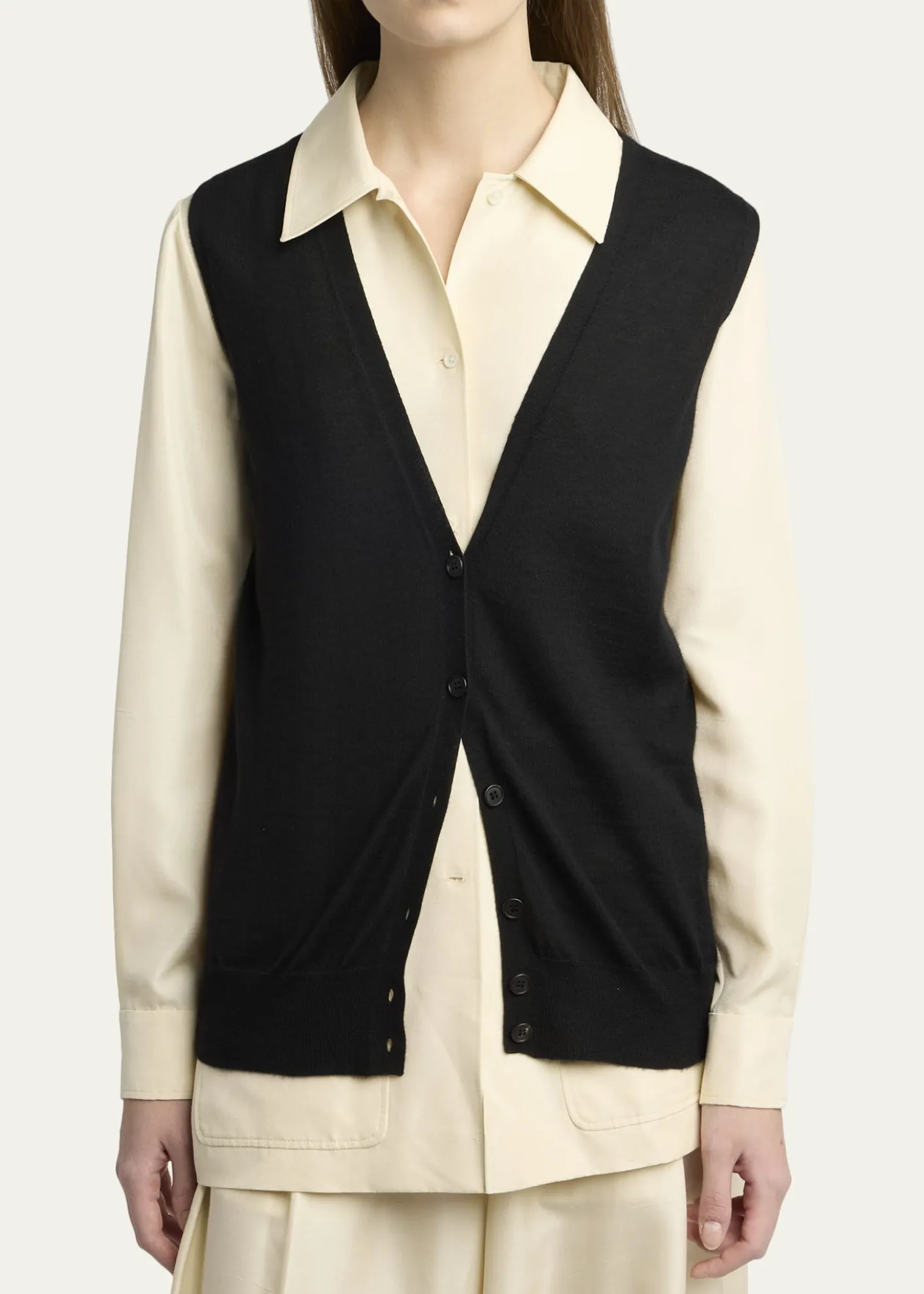 THE ROWNeel Cashmere Cardigan Vest