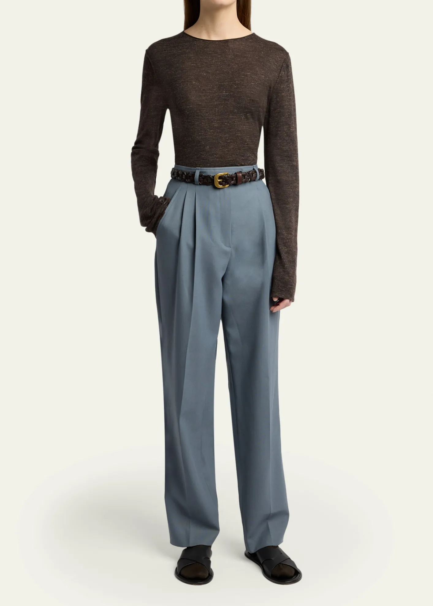 THE ROWNile Cashmere, Silk, and Linen Long-Sleeve Top