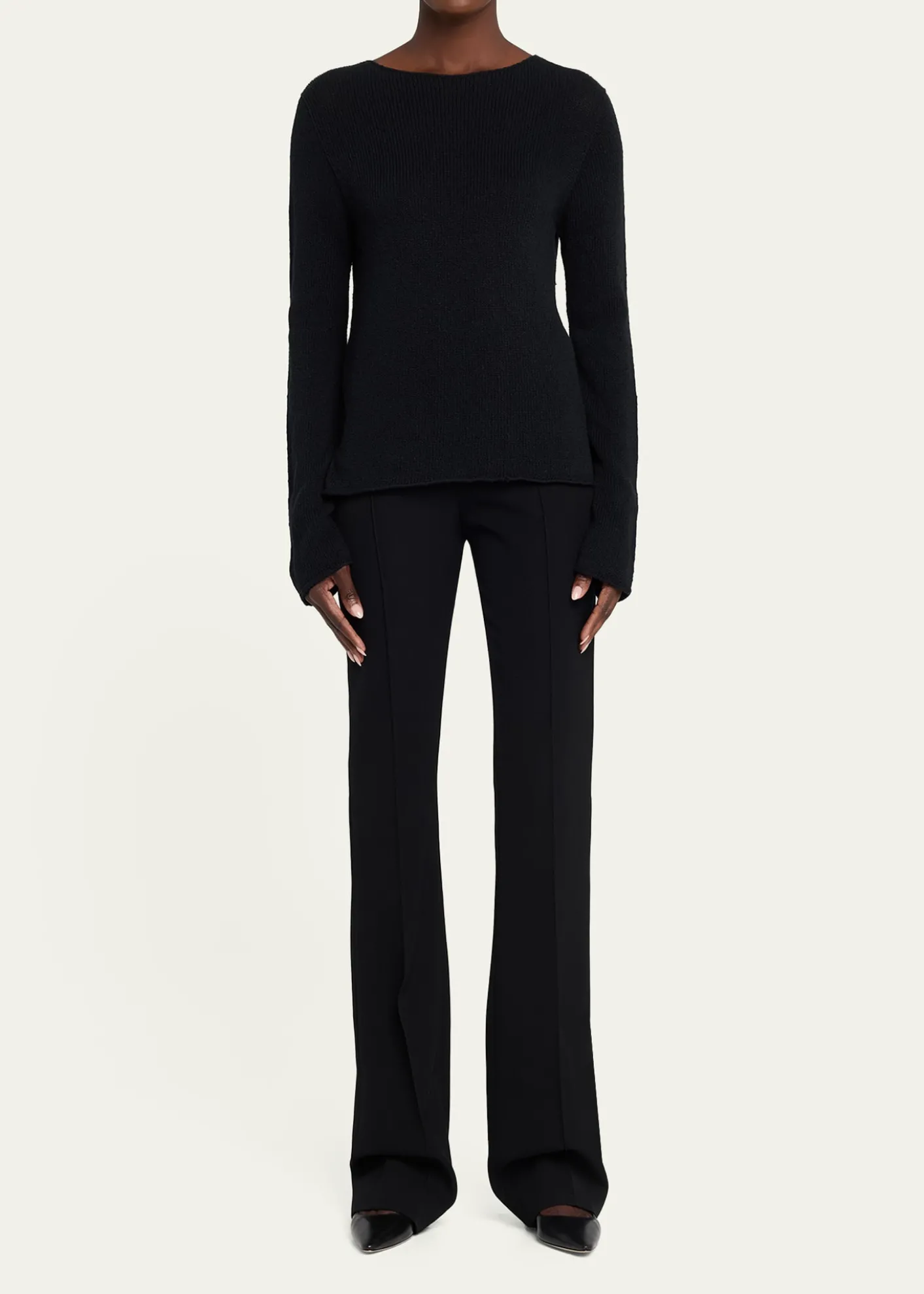 THE ROWOmiko Cotton-Linen Knit Long-Sleeve Top