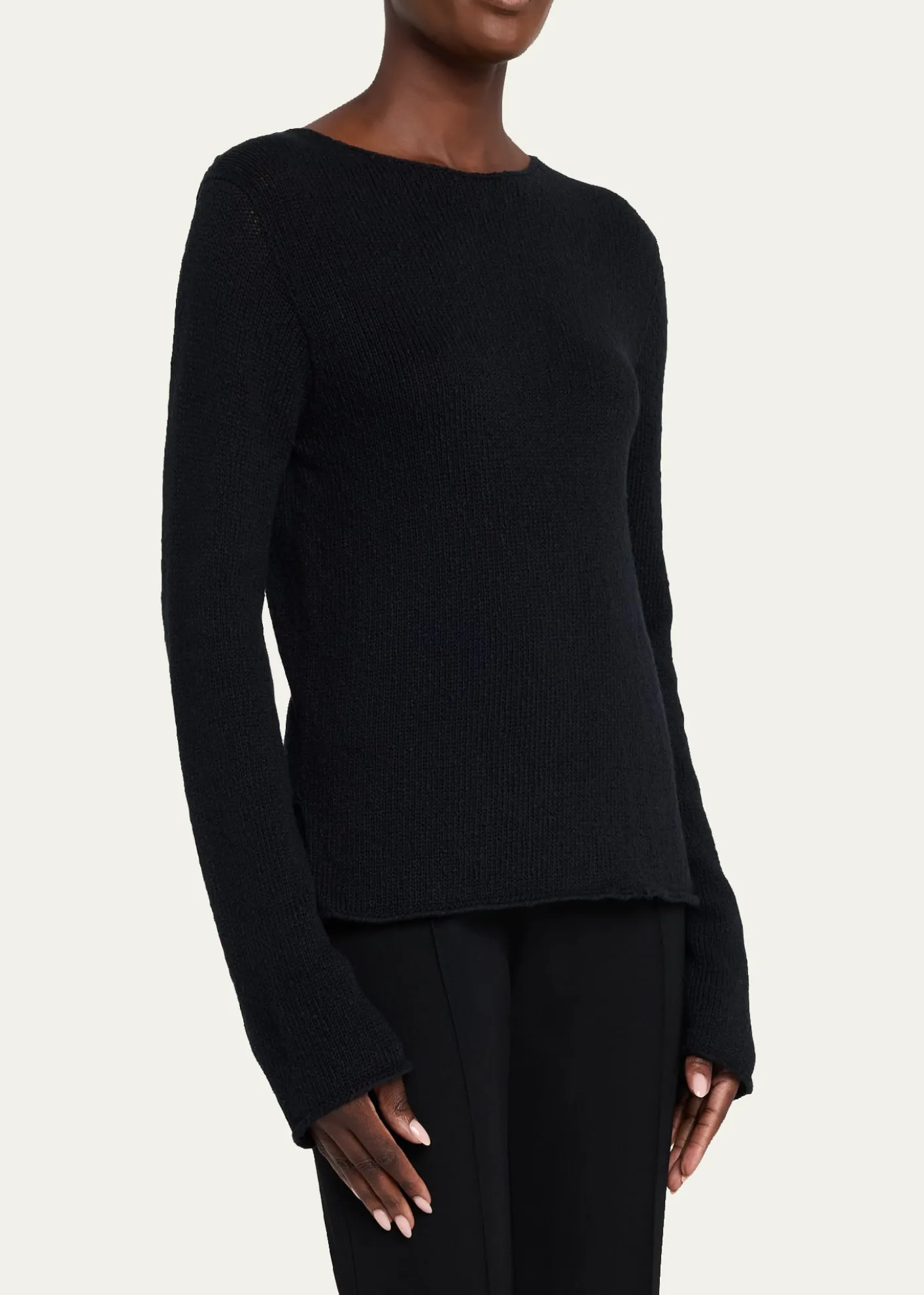 THE ROWOmiko Cotton-Linen Knit Long-Sleeve Top