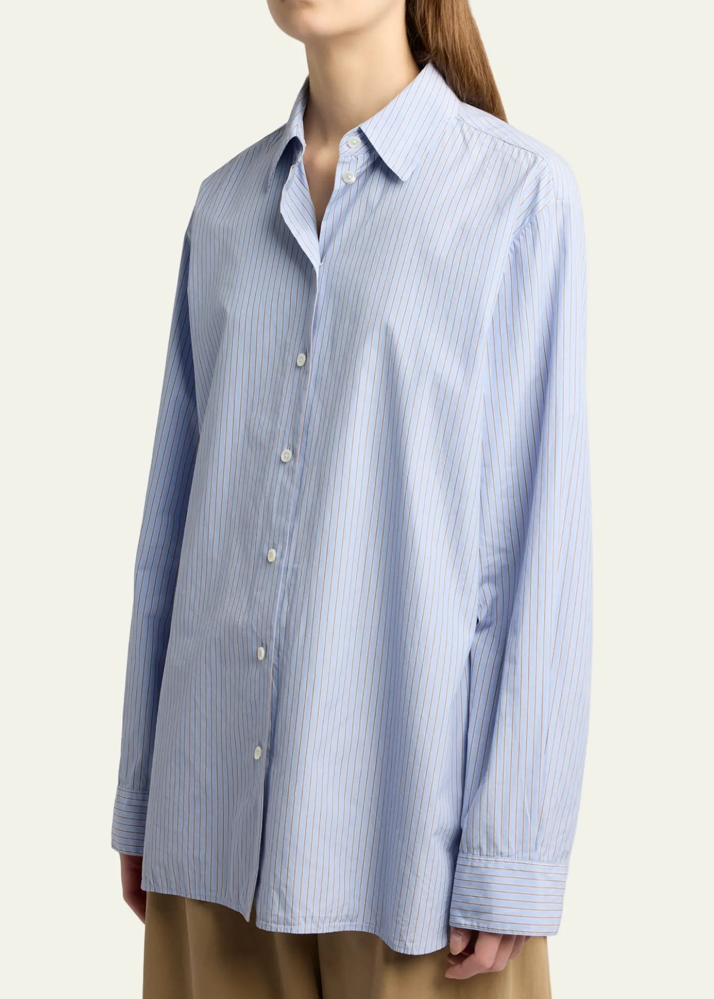 THE ROWSisilia Striped Cotton Poplin Button-Front Shirt