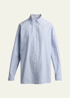 THE ROWSisilia Striped Cotton Poplin Button-Front Shirt