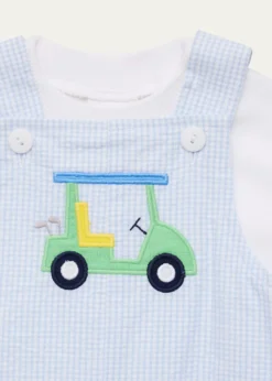 THIS ITEM IS NOT AVAILABLE.Florence EisemanBoy's Golf Cart Check Seersucker Shortall, Size 3M-24M