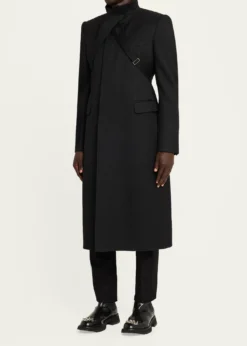 THIS ITEM IS NOT AVAILABLE.McQueenMen's Wool Stripe Collar-Tie Overcoat