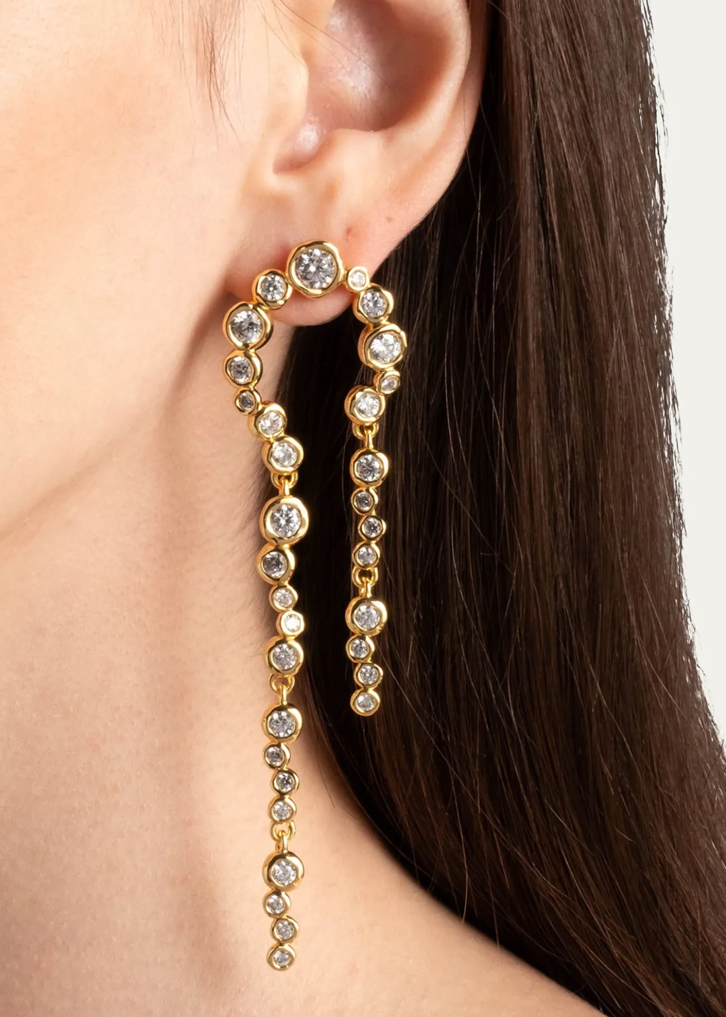 THIS ITEM IS NOT AVAILABLE.Alexis BittarAsterales Gold CZ Arched Long Earrings