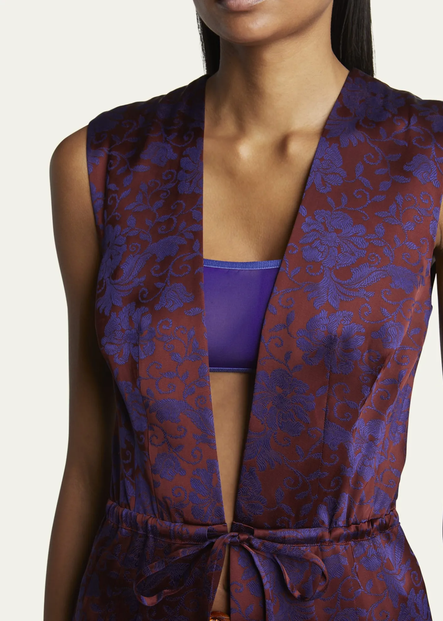THIS ITEM IS NOT AVAILABLE.Dries Van NotenRomina Floral Drawstring Sleeveless Coat