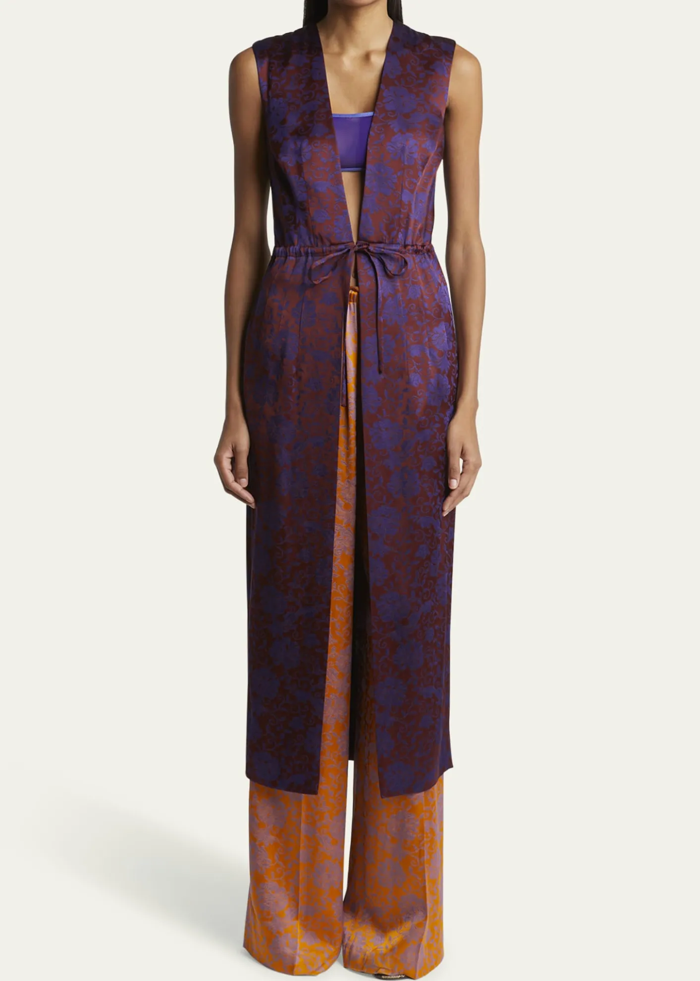 THIS ITEM IS NOT AVAILABLE.Dries Van NotenRomina Floral Drawstring Sleeveless Coat